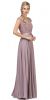 Embroidered Mesh Bodice Long Chiffon Prom Formal Dress in Mocha